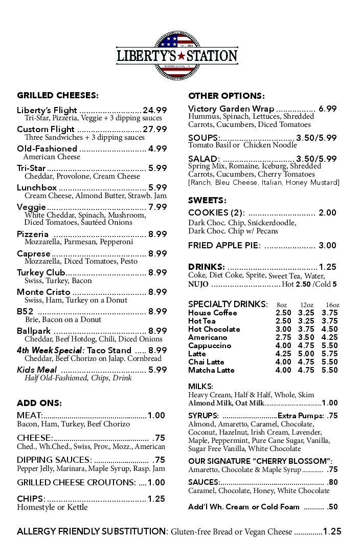 Libertys Station Menu 2023