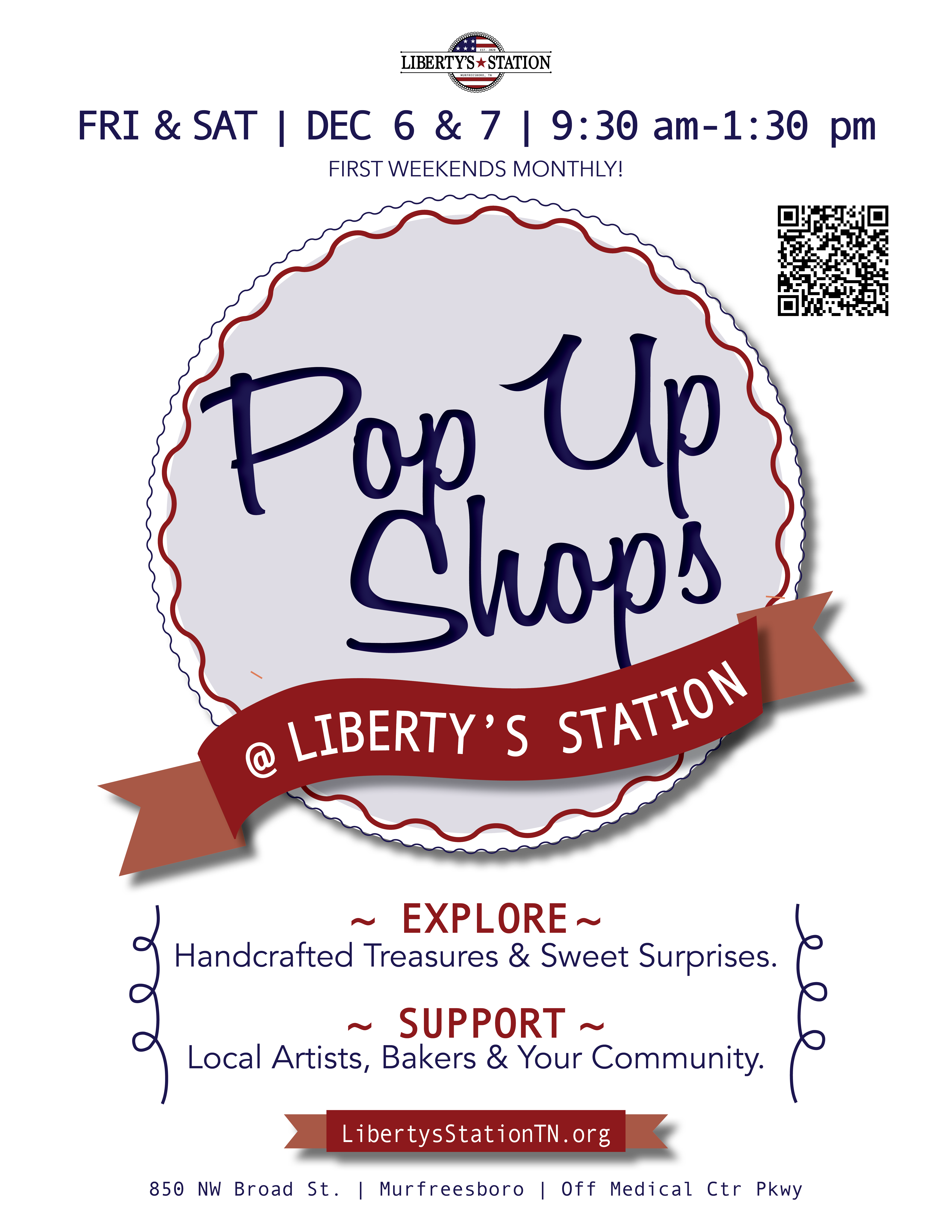 Libertys Station pop up flier Dec